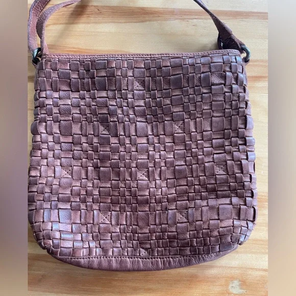Vintage Vilenca Holland Brown Woven Leather Crossbody Bag - Picture 2 of 8